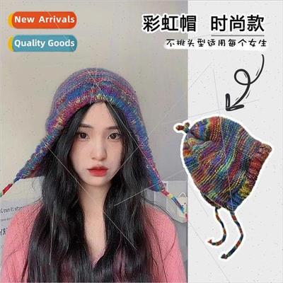 Color segment dyeing wool cap children winter thickening kni