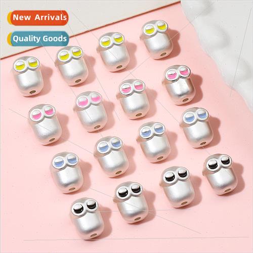 2 alloy cute little yellow man matte silver spacer beads DIY