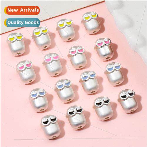 2 alloy cute little yellow man matte silver spacer beads DIY