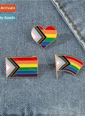Creative rainbow flag metal badge simple fashion 11 color co