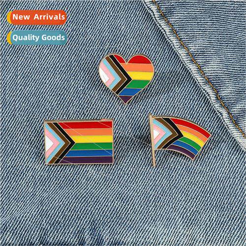 Creative rainbow flag metal badge simple fashion 11 color co
