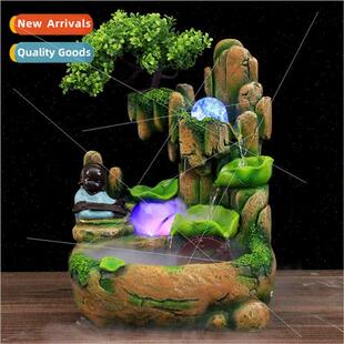 Creative rockery insert e water fountain with figures feng s