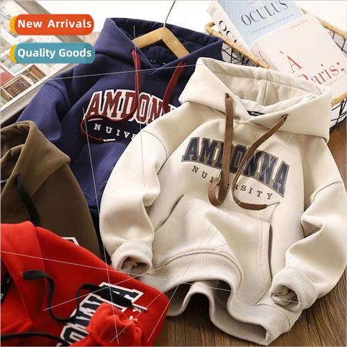 Boys padded sweater fall and winter childrens hooded pullove