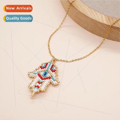 Rice Beads Alien Palm Eyes Necklace Bohemian Exotic Japan Im