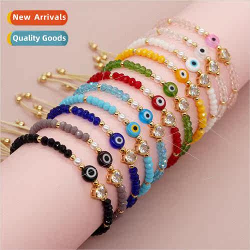 Ins wind nd fashion colorful crystal glaze eyes copper beads