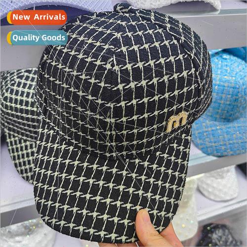 Korea plaid baseball cap fall and winter new small fresh hat