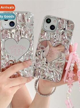 Cartoon pink bear love mirror 适用 Apple 13 phone case 14Pro