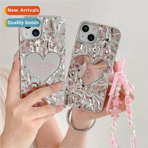 Cartoon pink bear love mirror 适用 Apple 13 phone case 14Pro