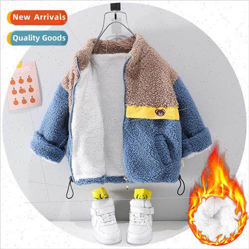 2023 winter new childrens jacket boys baby teddy fleece thic