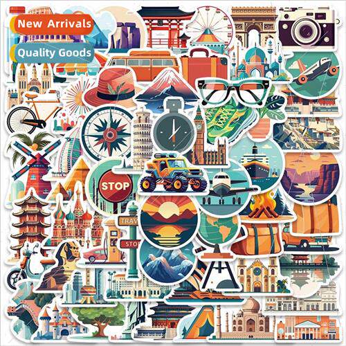 65 cartoon around the world travel graffiti stickers luggage