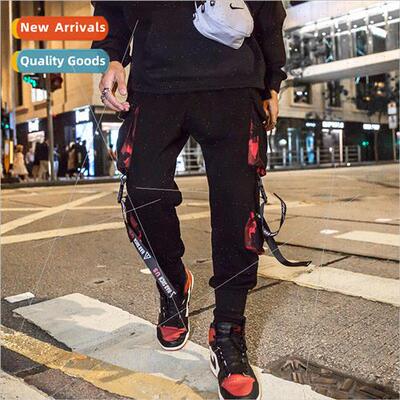 Summer hip-hop pants pants men Korean flutter belt work pant