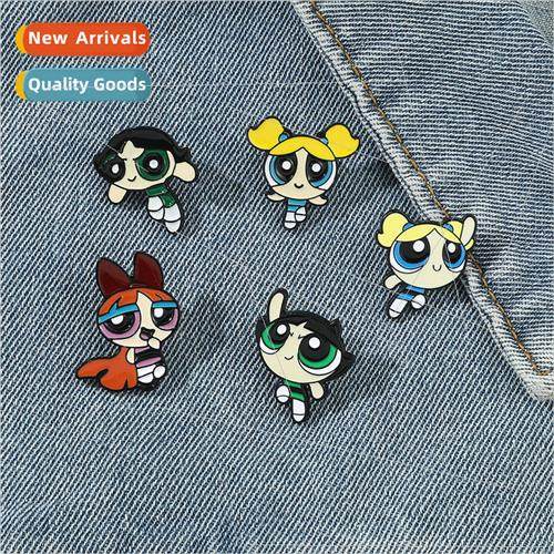 The Powerpuff Girls cartoon anime  metal badge The Powerpuff