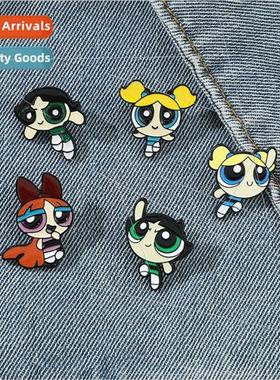The Powerpuff Girls cartoon anime  metal badge The Powerpuff