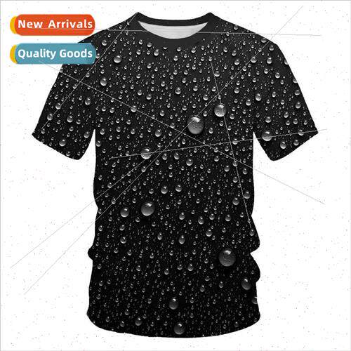 New water drop 3D digital printing T-shirt mens short-sleeve