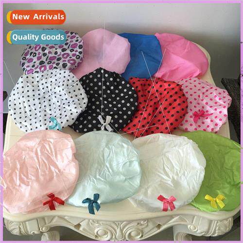 New solid color double layer multi-use waterproof shower cap