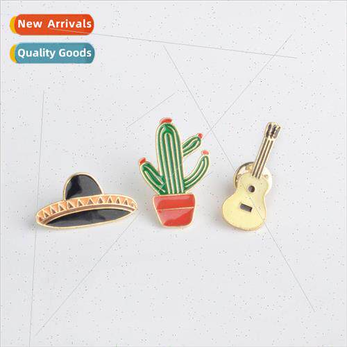 Jewelry Big Hot Oil Drop Brooch Potted Cactus Guitar Planet