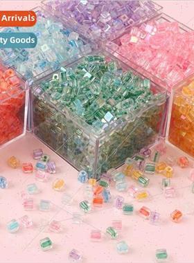 5mm Super Premium Dyed Core Glass Cube Sugar Rice Beads Hand
