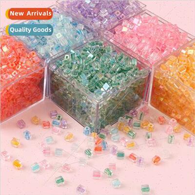 5mm Super Premium Dyed Core Glass Cube Sugar Rice Beads Hand