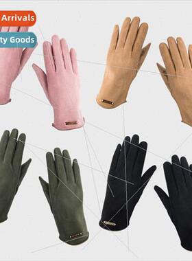 New solid color split-finger gloves winter warm fashion simp