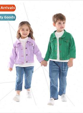 2021 model candy color sibling denim jacket autumn single-br