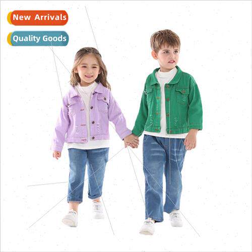 2021 model candy color sibling denim jacket autumn single-br