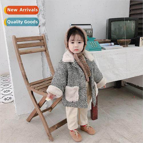 Korea fall and winter new step high tweed rabbit hair girls
