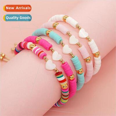 Shell Peach Heart Soft Pottery Handmade Beaded Braid Womens