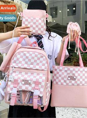 2022 new plaid oceanic shoulder bag large capacity girls stu