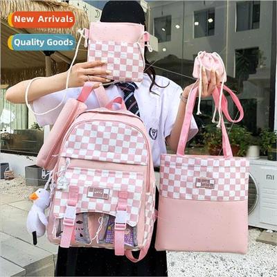 2022 new plaid oceanic shoulder bag large capacity girls stu