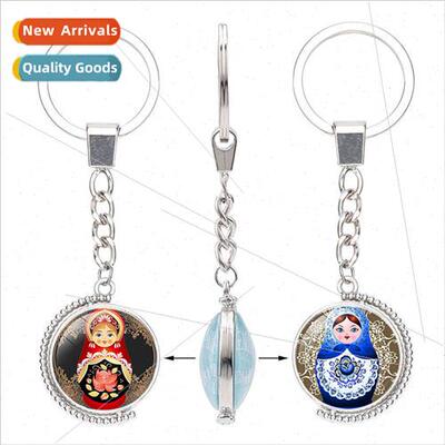New metal pendant Russian nesting doll double-sided rotating