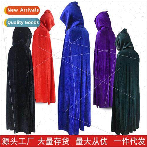 Halloween cape cosplay costume gold velvet wizard adult deat