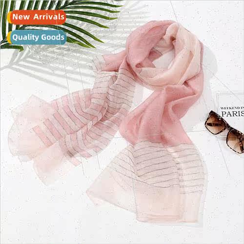 2020 new plaid gold thread cut flowers striped silk scarf sc
