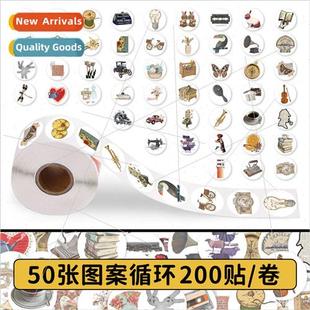 Small Vintage Objects Roll Bicycle 200 Old Stickers