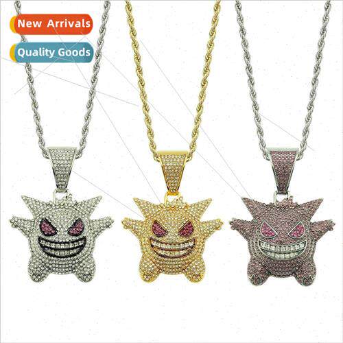 New Diamond Hip Hop Pendant Necklace Pokemon Gengai Cartoon
