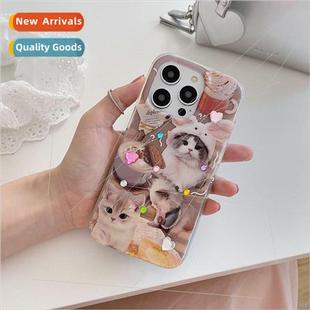 适用 cas coffee phone 14PM iPhone cat milk small ins Korean