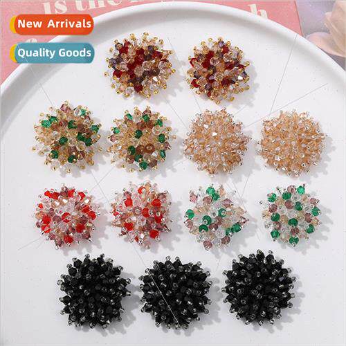 Vintage bead clashing color clear crystal flowers diy handma