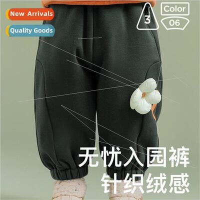 2023 winter new girls casual pants hundred shaker fleece war
