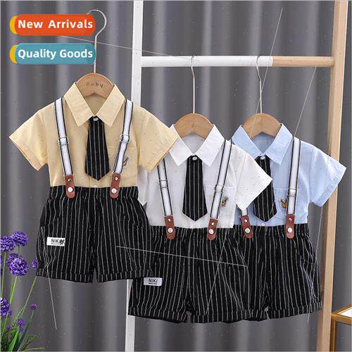 Summer childrens suit 2023 new short-sleeved shirt backpack