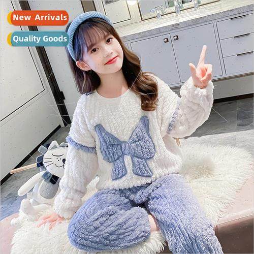 Girls facecloth pajamas fall and winter thickened 2023 new c