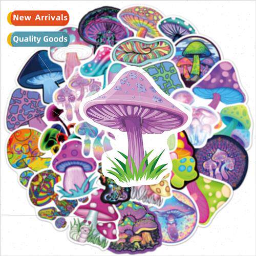 50 pcs of fantasy colorful mushroom graffiti stickers flower