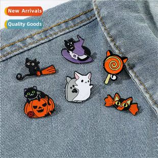 Halloween new creative pumpkin brooch lying on the pumpkin c