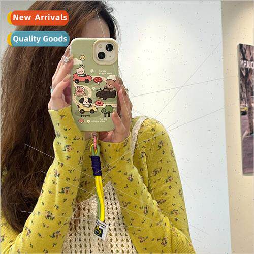 Cute lawn driving bear puppy 适用 iPhone 12 lanyard 13 Apple