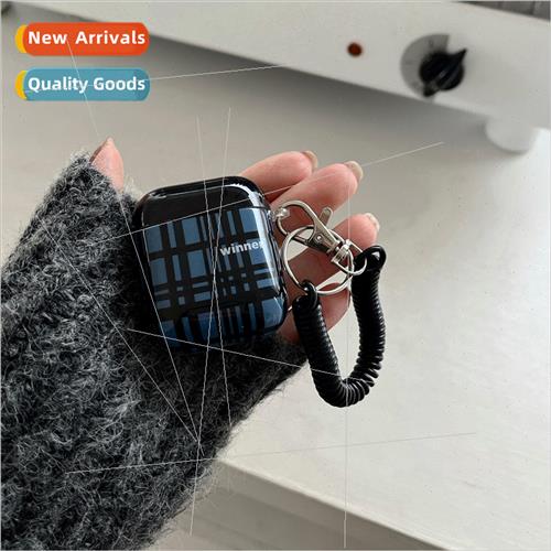 ins niche premium blue plaid 适用 Apple 3 generation wireles