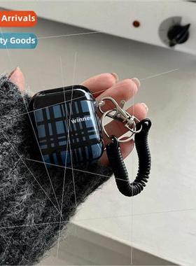 ins niche premium blue plaid 适用 Apple 3 generation wireles