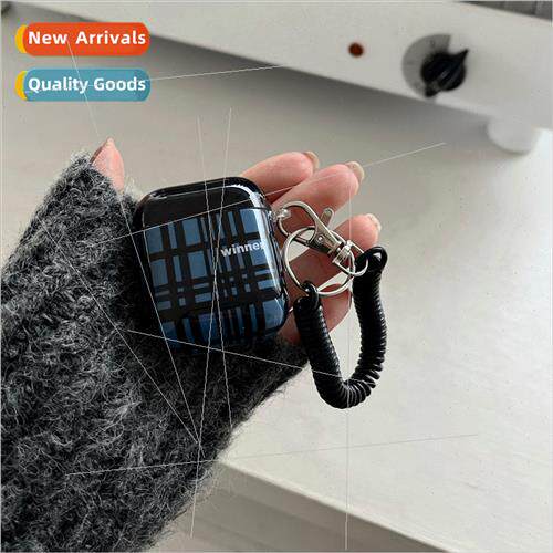 ins niche premium blue plaid 适用 Apple 3 generation wireles