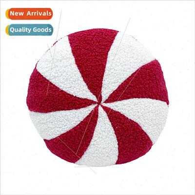 New Faux Fur Peppermint Pillow Christmas Candy Cuddle Pillow