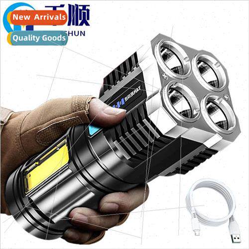 USB quad-core explosion bright flashlight strong rechargeabl