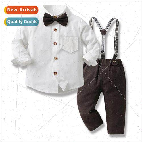 Childrens suit long-sleeved bow tie cotton shirt back pants