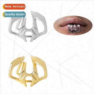 lip personalized punk ring nails fake hole new The
