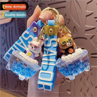 the oil liquid Creative bottle into quicksand keycha cartoon